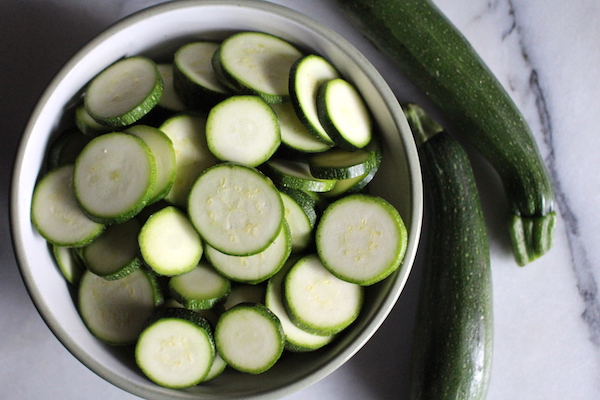 Sliced zucchini for pickles