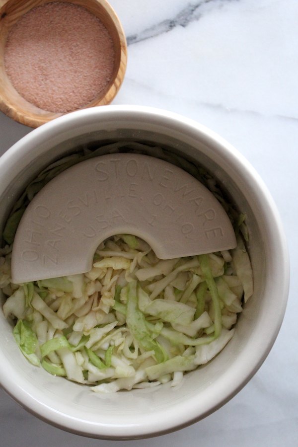 Making Sauerkraut in a Stoneware Crock