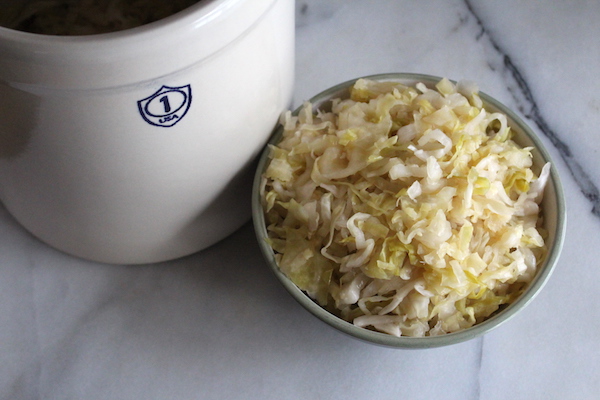 Sauerkraut in a crock