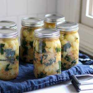 Canning Sausage Potato and Kale Soup