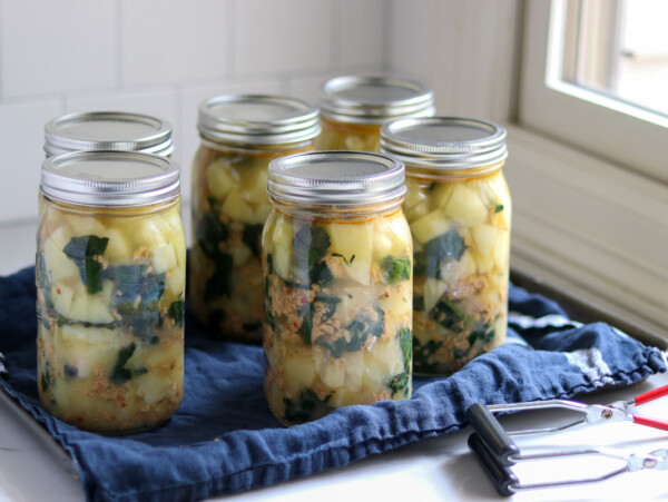 Canning Sausage Potato and Kale Soup