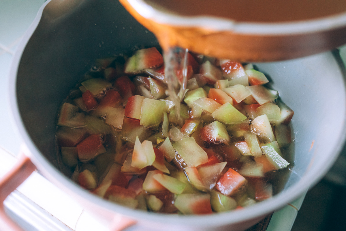 Adding Brine to Watermelon Slices