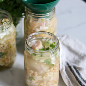 Filling Jars for Chicken Chili Verde