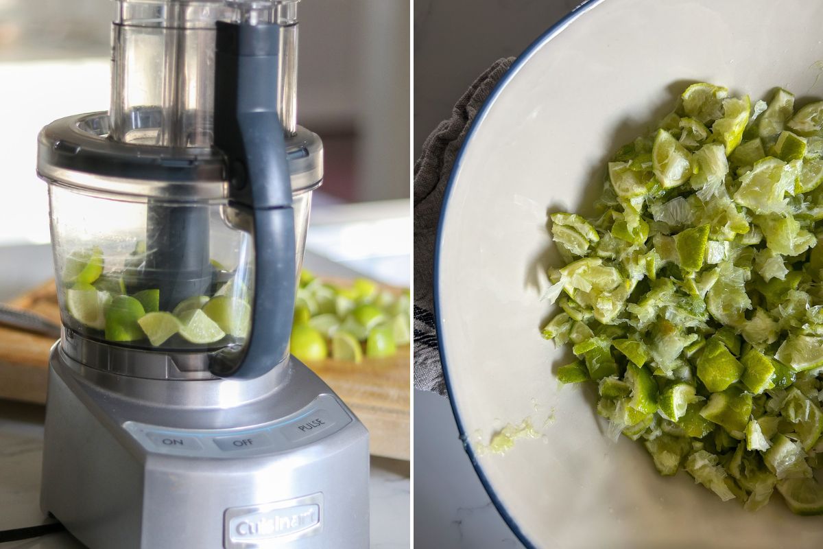 Chopping Limes in Food Processor for Marmalade