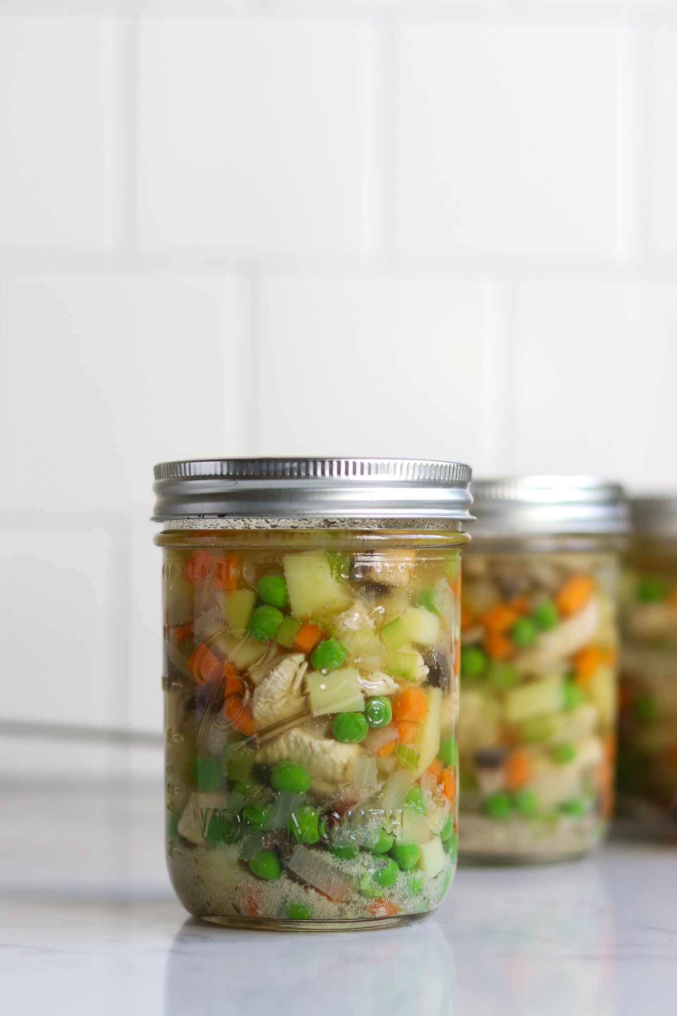 Home Canned Chicken Pot Pie Filling Jar