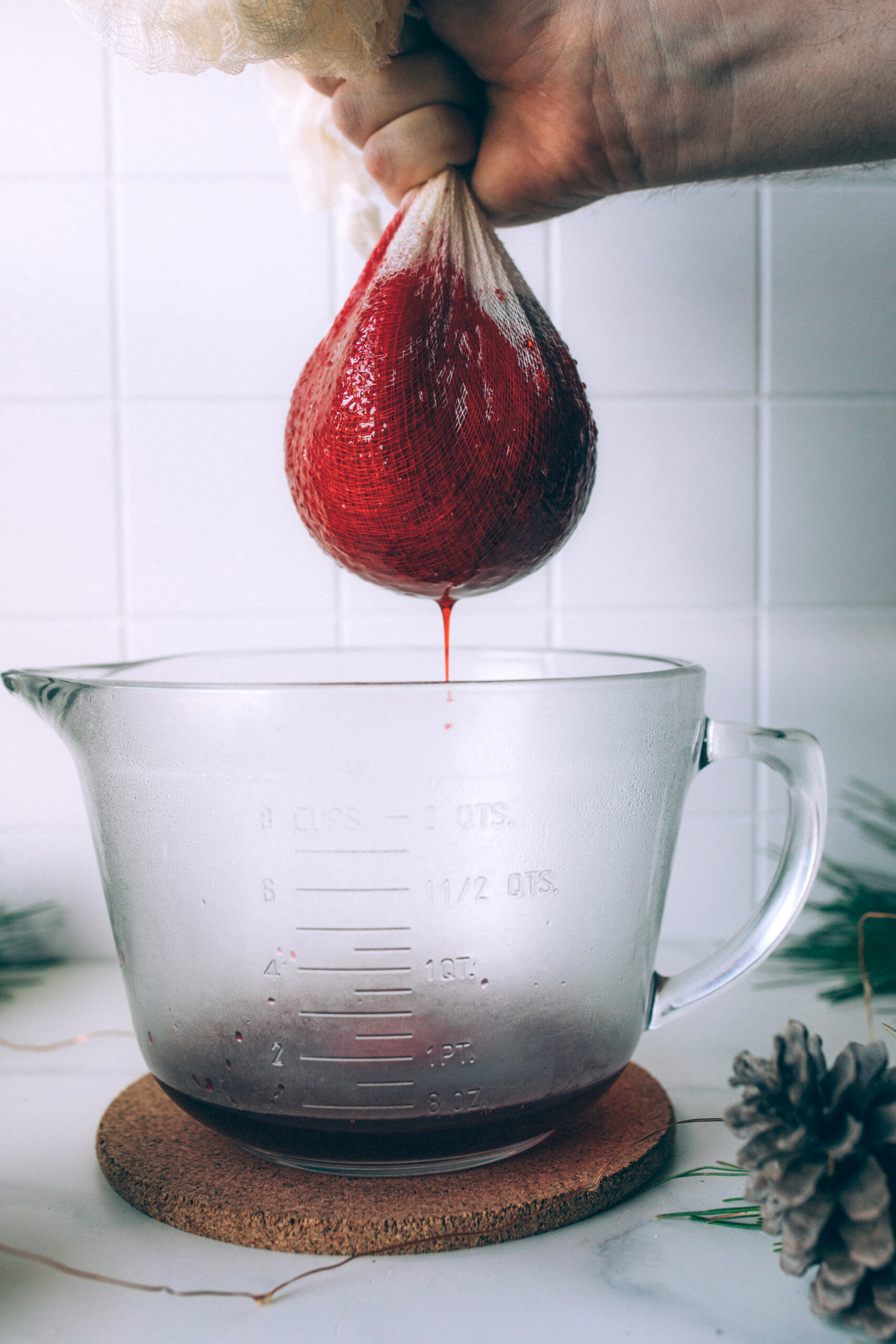 Straining Cranberry Juice for Jelly