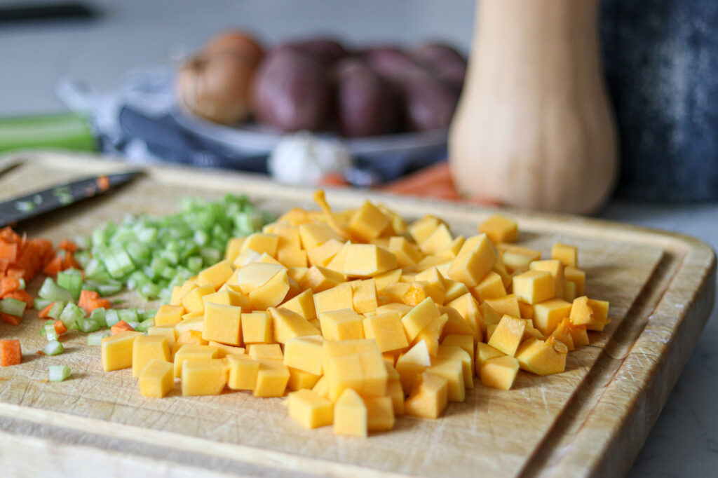 Chopped Butternut For Making Soup