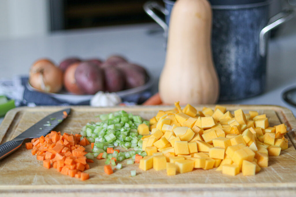 Preparing Butternut Squash Soup for Canning