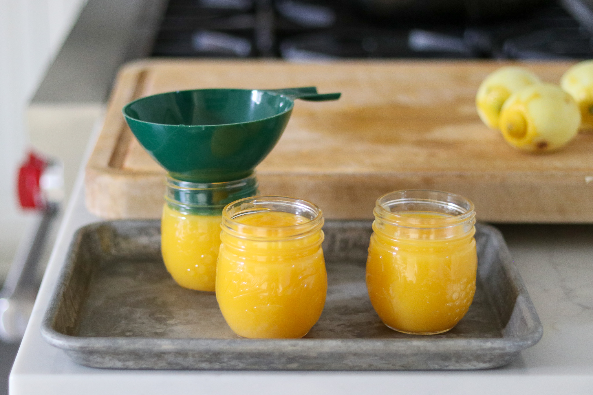 Filling Jars with Lemon Curd