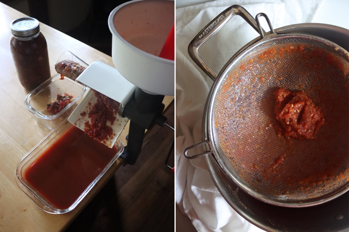 Straining Tomato Soup for Canning