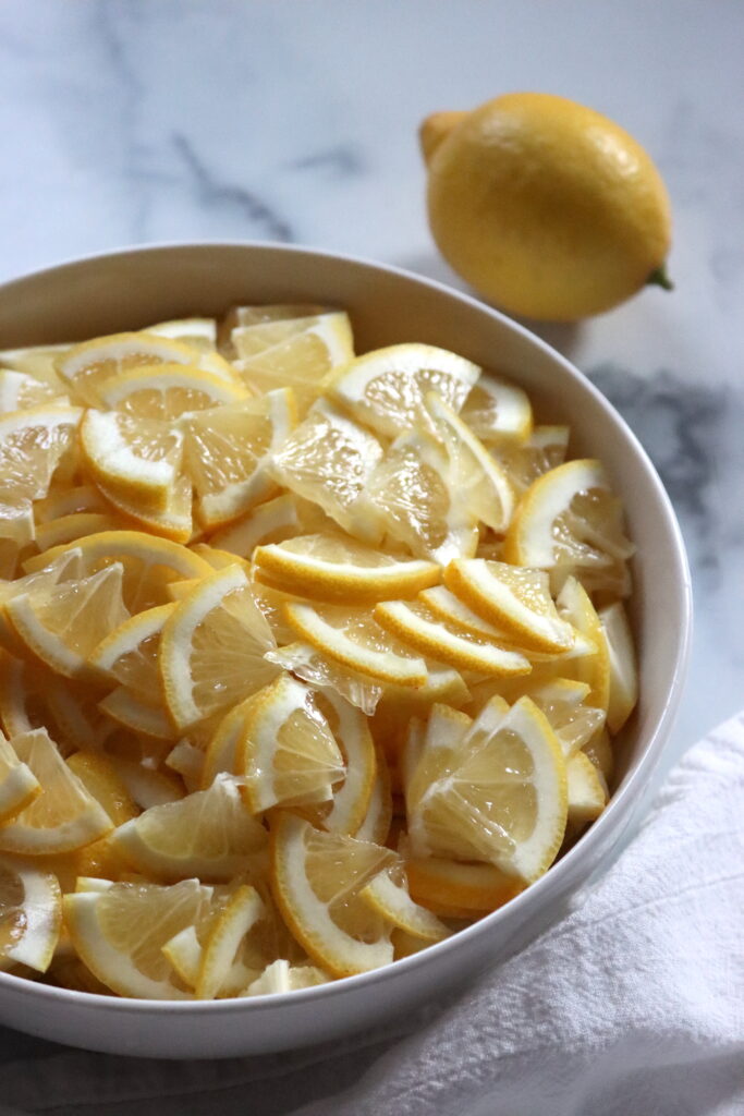 Sliced lemons for marmalade