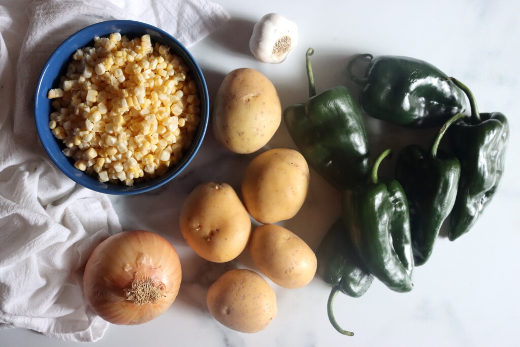Ingredients for Poblano Corn Chowder