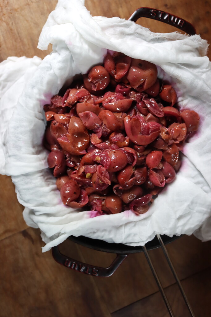 Straining Muscadine Jelly