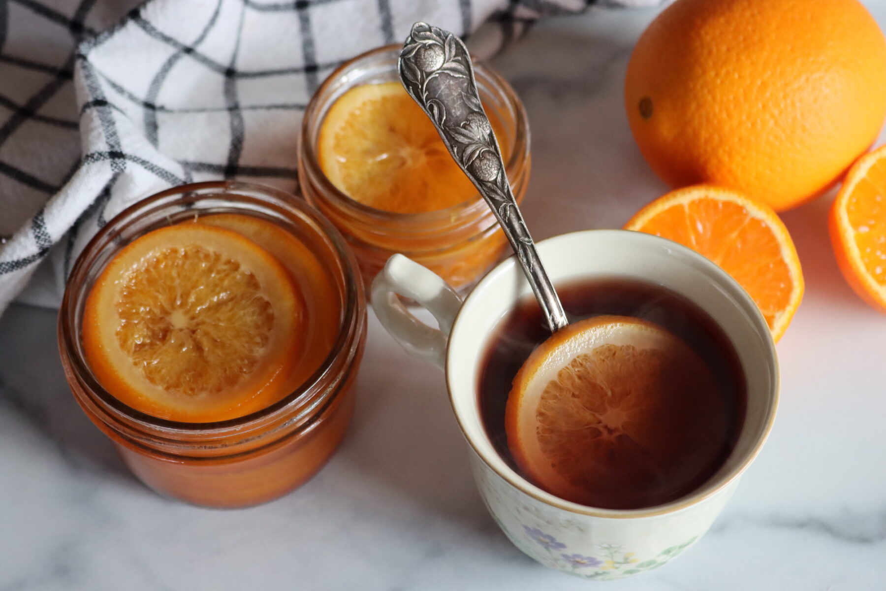Orange Slices in Honey Syrup served in tea.