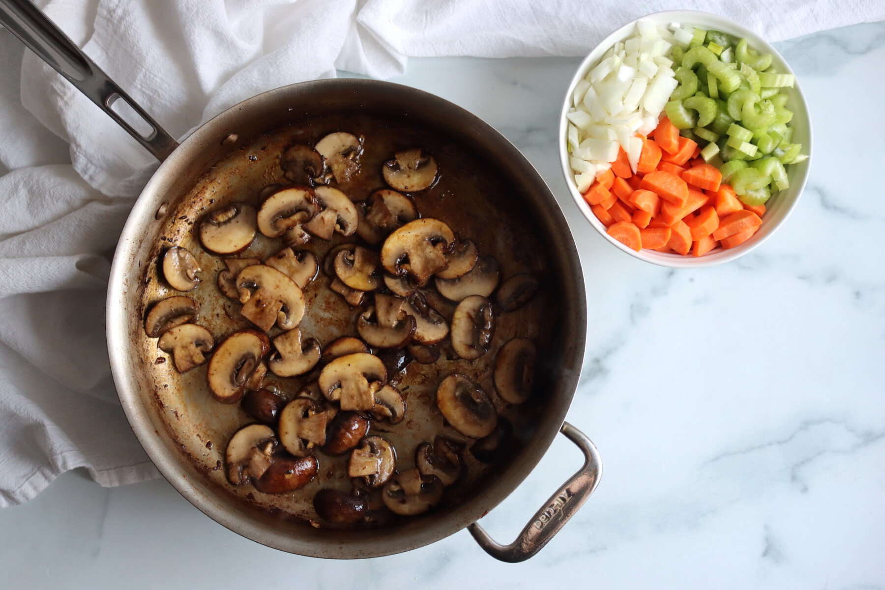 Browning Mushrooms for Beef Stew