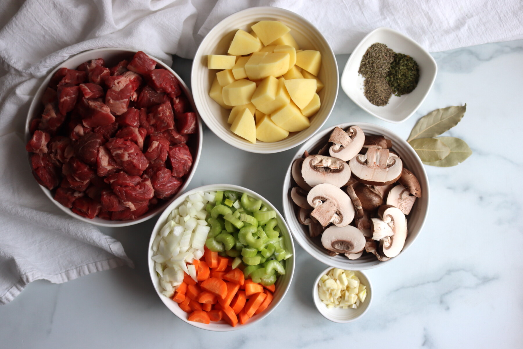 Ingredients for Beef Stew with Mushrooms