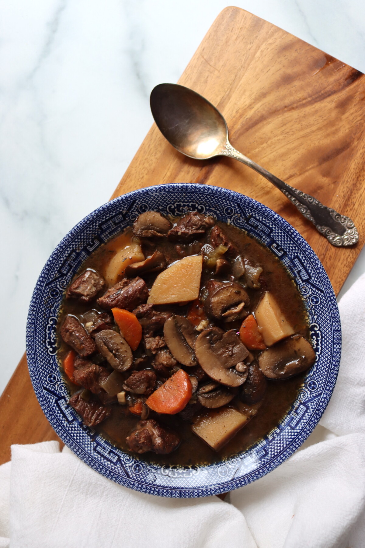 Beef Stew with Mushrooms Served