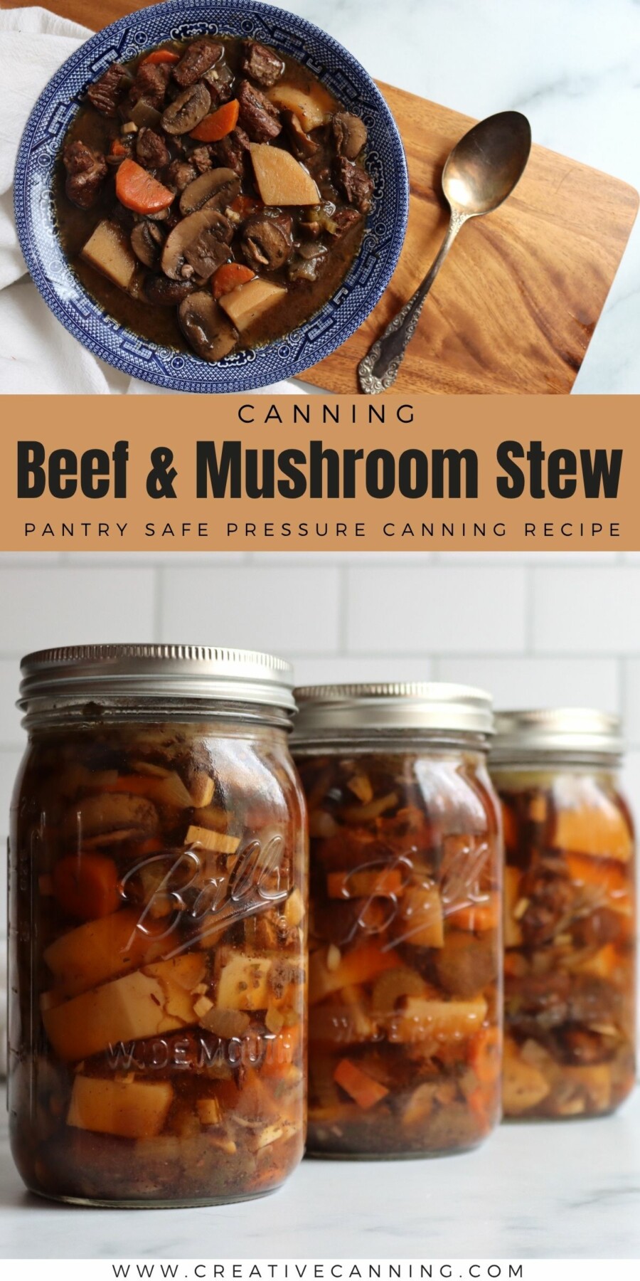 Pressure Canning Beef and Mushroom Stew