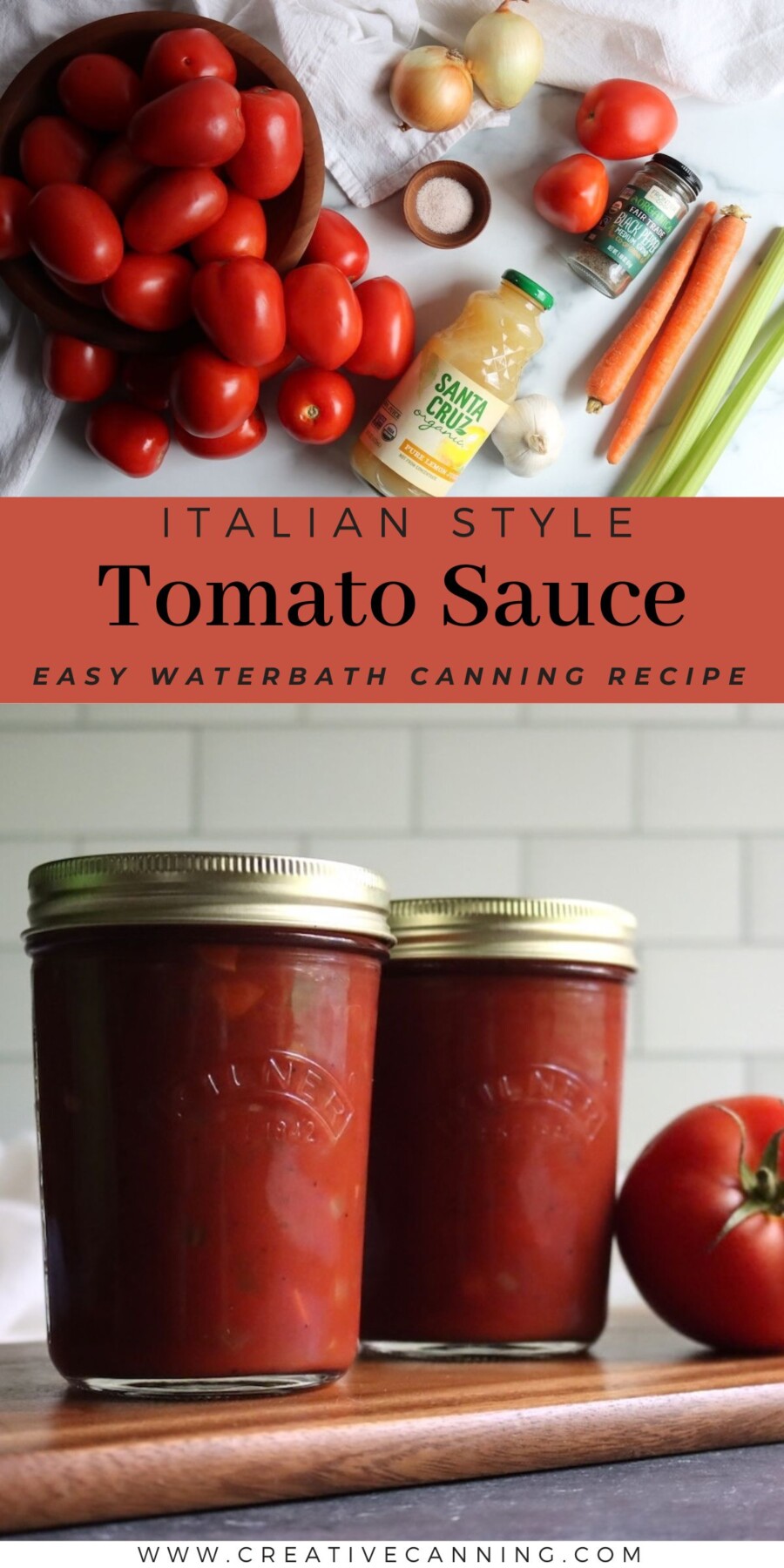 Italian-Style Tomato Sauce, an easy water bath canning recipe