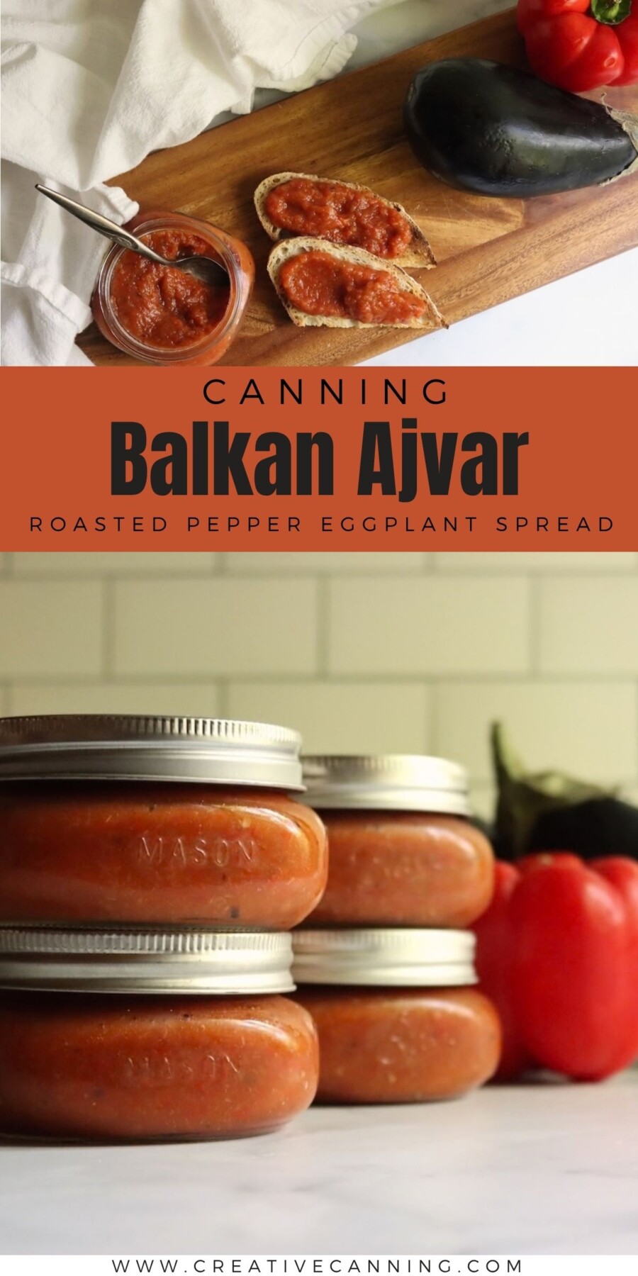 Canning Balkan Ajvar, a roasted red pepper and eggplant spread