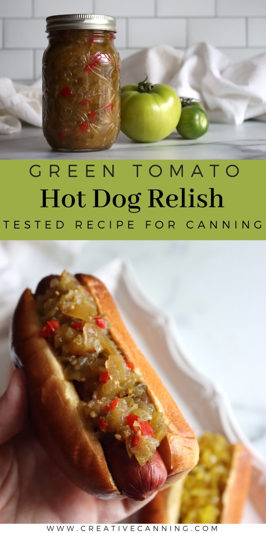 Green Tomato Hot Dog Relish canning recipe