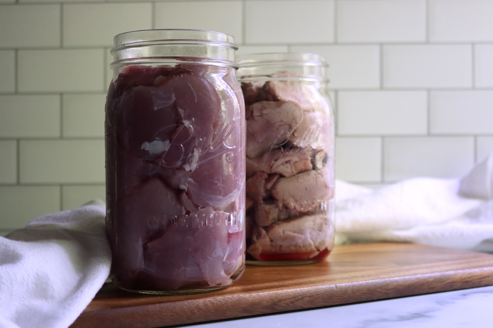 Tenderloin packed for canning hot and raw pack
